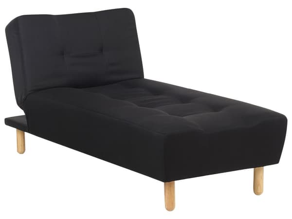 Chaiselong Sort Polyester Daybed med Justerbart Ryglæn Gæsteseng Multifunktionel Chaise Sofa Moderne til Stuen