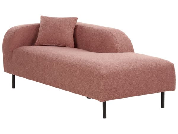 Chaiselong Lyserød Boucle Daybed med Ryglæn Gæsteseng Multifunktionel Chaise Højrevendt Sofa Moderne til Stuen