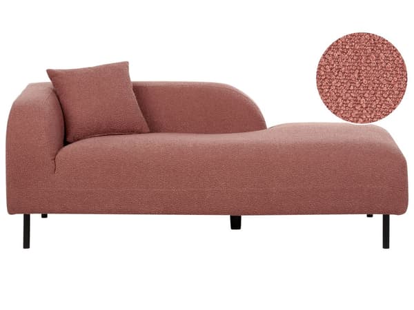 Chaiselong Lyserød Boucle Daybed med Ryglæn Gæsteseng Multifunktionel Chaise Højrevendt Sofa Moderne til Stuen