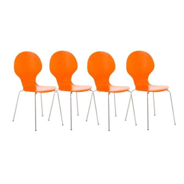 CLP Set med 4 robusta DIEGO stapelbara stolar, med träsits, ergonomiskt utformad sits, lätt underhåll, 10 färger tillgängliga...