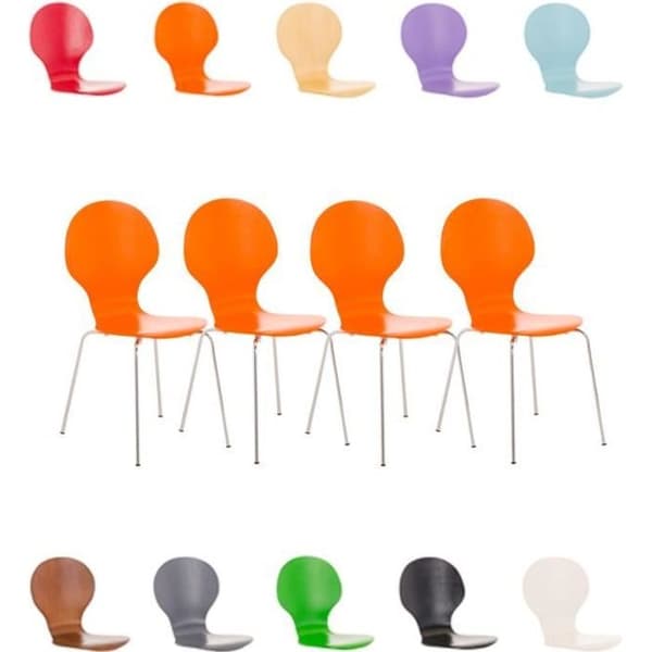CLP Set med 4 robusta DIEGO stapelbara stolar, med träsits, ergonomiskt utformad sits, lätt underhåll, 10 färger tillgängliga...