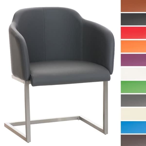 CLP MAGNUS slädbasstol, armstöd, stålunderrede, perfekt vadderad, PU täcker 80 cm Grå