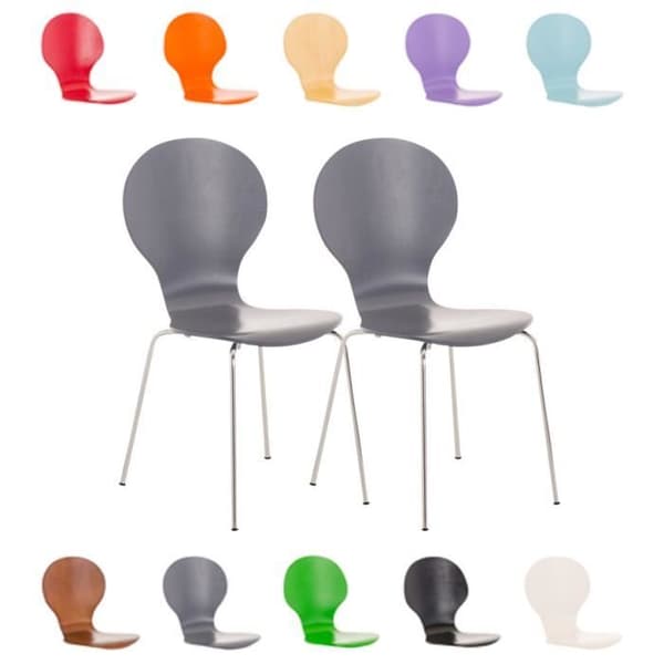 Set med 2 DIEGO stapelbara stolar - CLP - Träsits - Ergonomisk - 10 färger