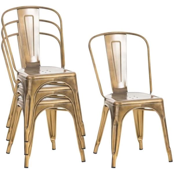 Stapelbar stol med industriell design Benedikt Original metallsäte, guld
