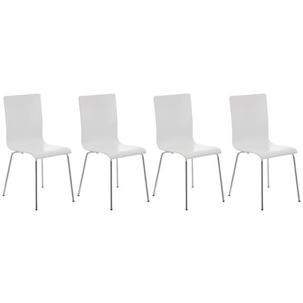 Set med 4 Pepe besöksstolar i trä - CLP - Vit - Modern design - Robust och lättskött