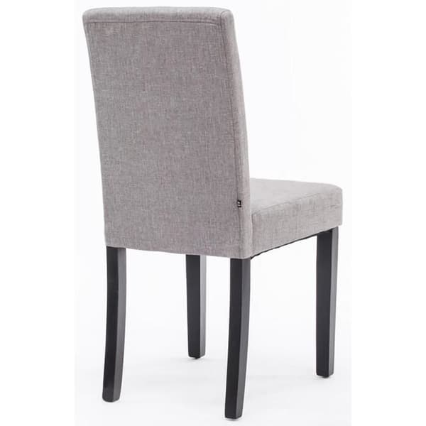 Set med 4 Ina matsalsstolar i tyg med hög rygg och träben, ljusgråsvart