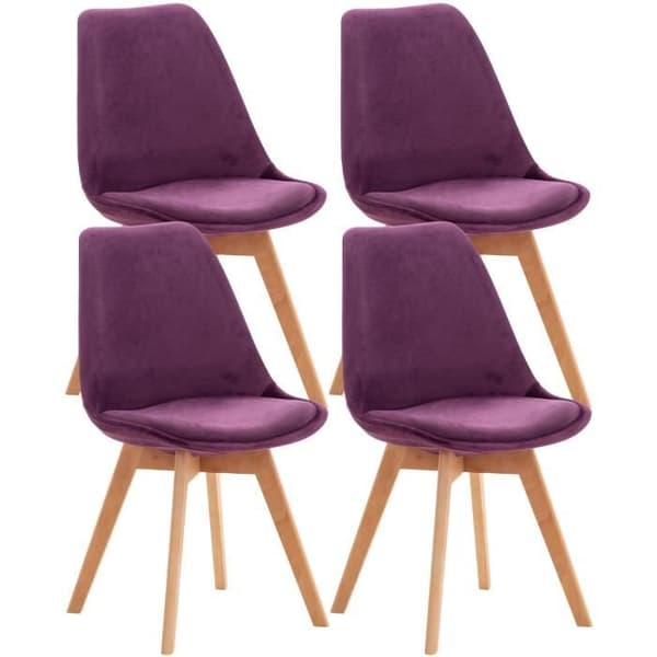Set med 4 stolar - LinCHAVORNAY Velvet (Lilac)