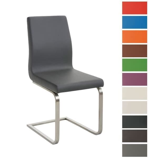 Belfort Cantilever stol i konstläder - CLP - Grå - Modern - Rostfritt stål - 1 sits