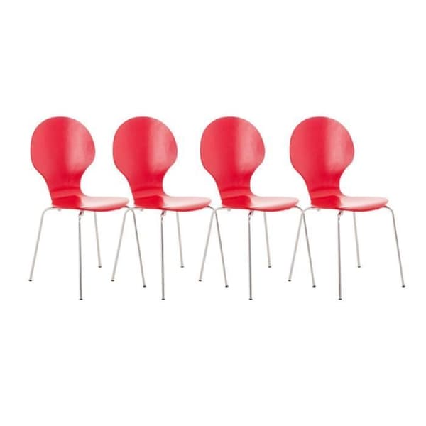 DIEGO robusta staplingsstolar - CLP - Set om 4 - Träsits - Ergonomisk - Röd