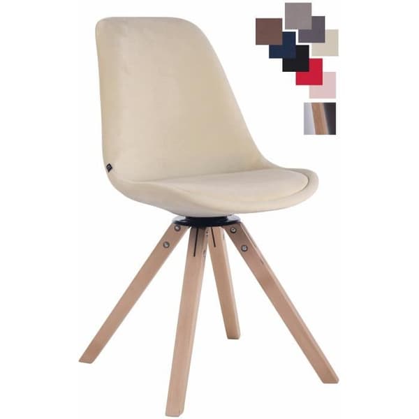 TROYES Retro Design Matsalsstol i sammet - CLP - Vridbar sits - Fyrkantigt trä