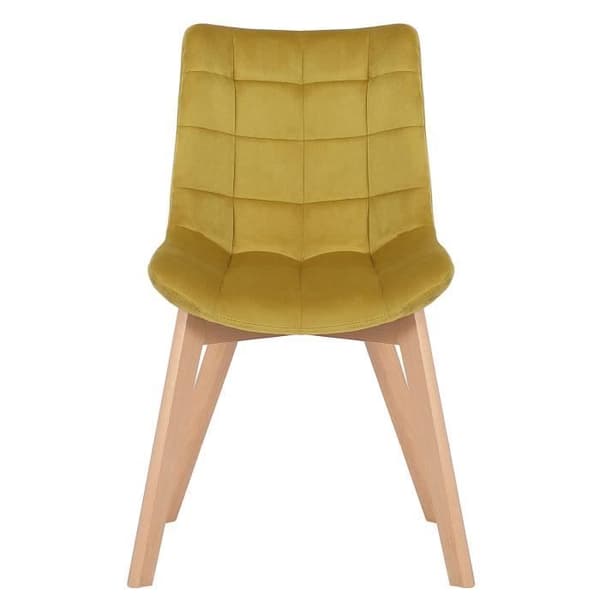 Passaic Velvet Dining Chair - CLP - Gul - Massivt trä - Skandinavisk - Modern