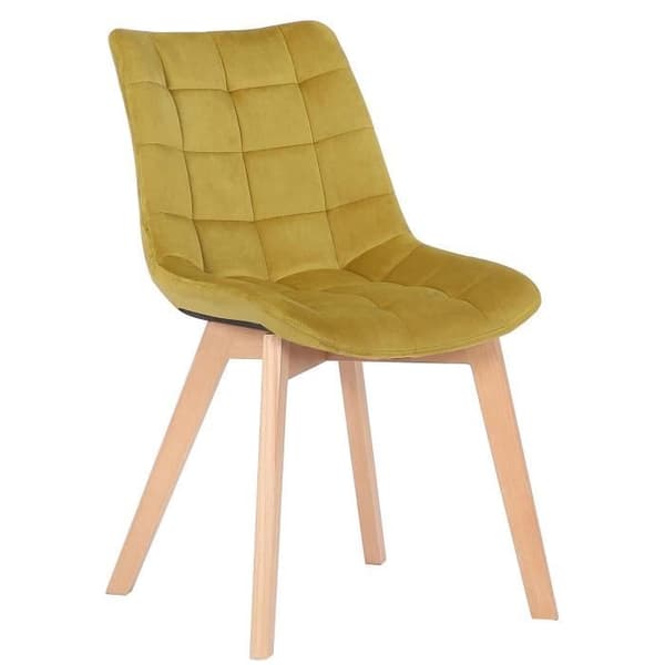 Passaic Velvet Dining Chair - CLP - Gul - Massivt trä - Skandinavisk - Modern