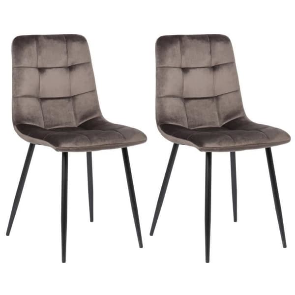 Set med 2 Tilde matsalsstolar - CLP - Grå - Sammet - Bekväm och design