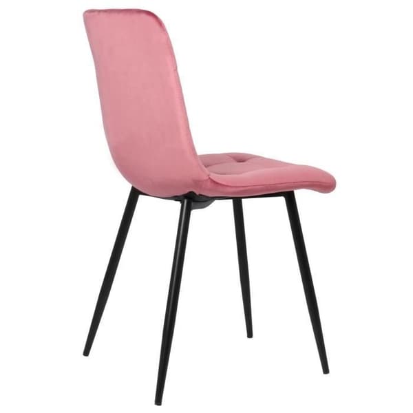 Tilde matsalsstolar - CLP - Set med 2 - Rosa sammet - Svart metallbas