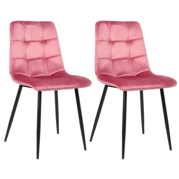 Tilde matsalsstolar - CLP - Set med 2 - Rosa sammet - Svart metallbas