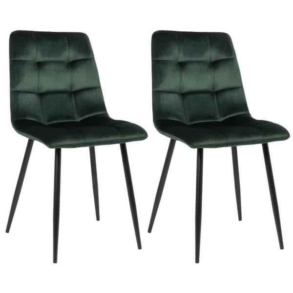 Set med 2 Tilde matsalsstolar - CLP - Grön - Sammet - Bekväm och design