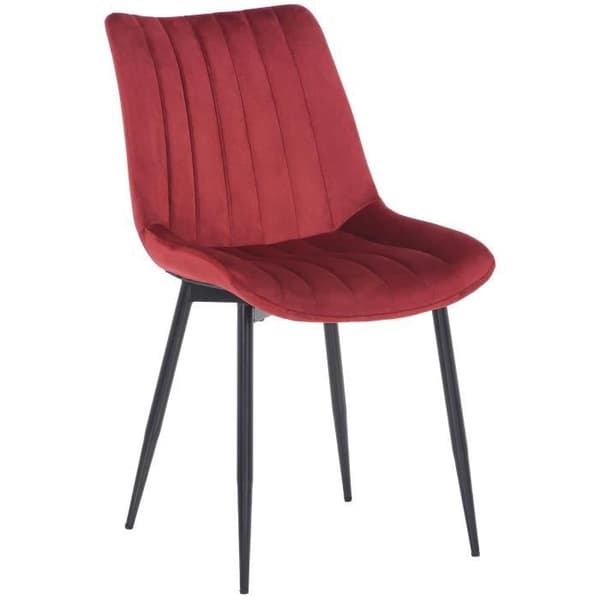 Rahden Velvet Dining Chair - CLP - Röd - 1 sits - Metall - Skandinavisk - Modern