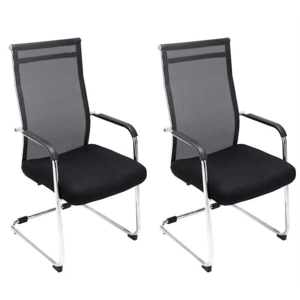 Set med 2 Brenda Cantilever-stolar med armstöd Mesh-överdrag Metal Sled Base, Svart