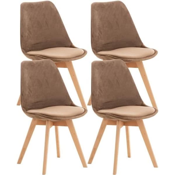 Set med 4 vintage stolar i konst och trä - LinCHAVORNAY Brown Velvet