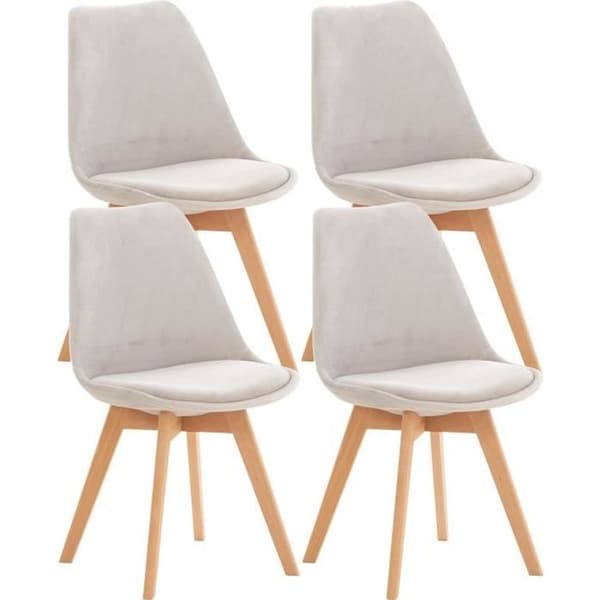 Set med 4 stolar - LinCHAVORNAY Sammet (Ljusgrå) - Trä - Vintage - Set med 4 - Interiör