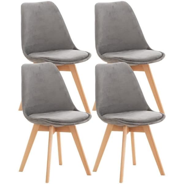 Set med 4 LinCHAVORNAY stolar i grå sammet - Vintage stil - För matsal