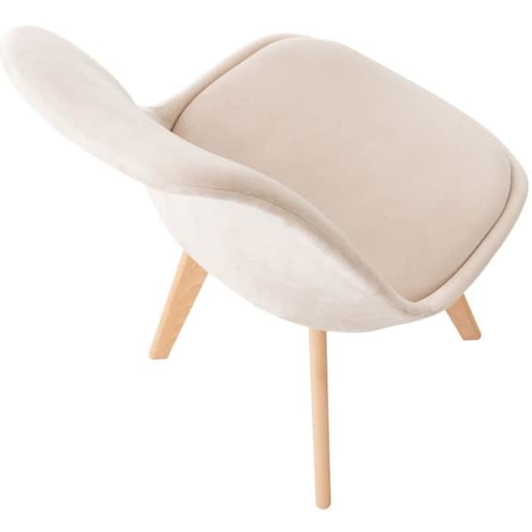 Set med 4 Linares köksstolar - CLP - Beige - Massivt trä - Imiterat läder - Sammet