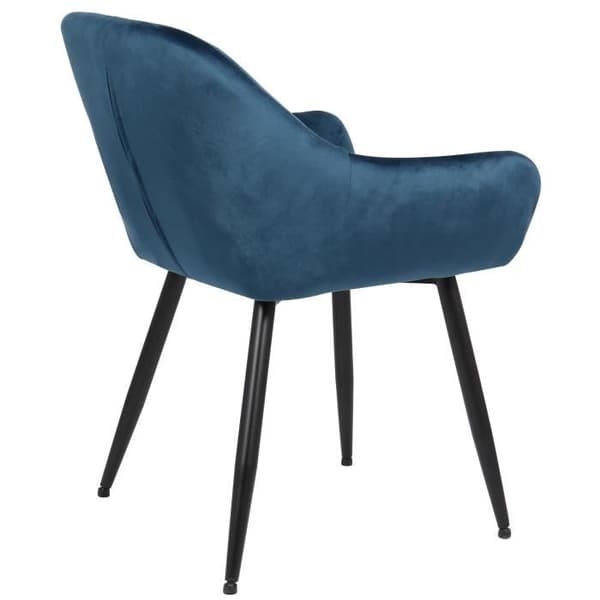 Emia Velvet Matstol med Black Metal Base, Blue-Velvet