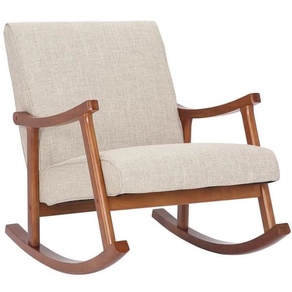 Morelia gungstol i tyg med ben av valnöt - Kräm - CLP - Vardagsrum - 1 sits - Modern - Design
