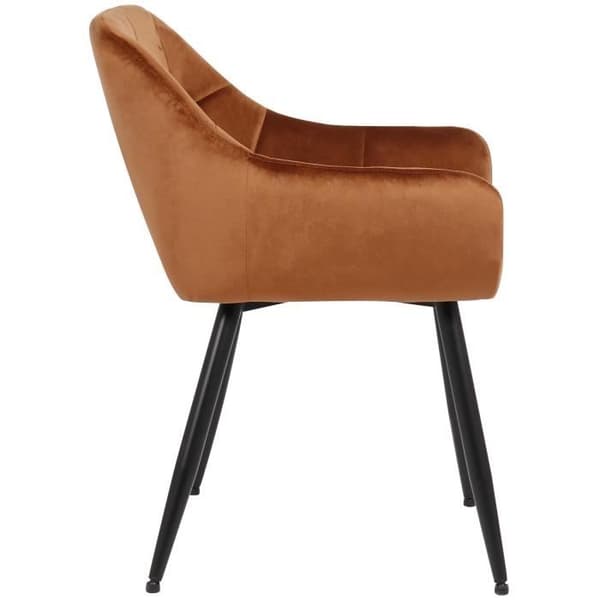 Emia Velvet Dining Chair - CLP - Skandinavisk design - Brun - Med armstöd - 1 sits