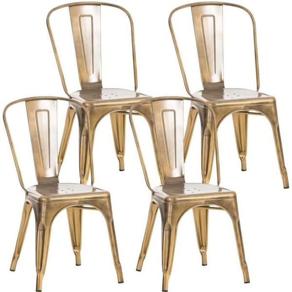 Benedikt stapelbara metallstolar - CLP - Set med 4 - Gul - Modern - Design