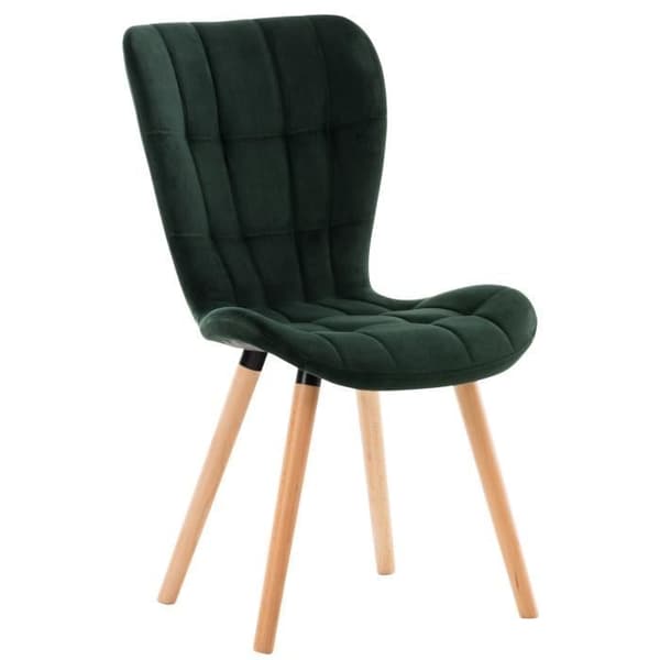 Elda Velours matbordsstol - CLP - Vintage - Grön - Massivt trä - Bekväm och elegant