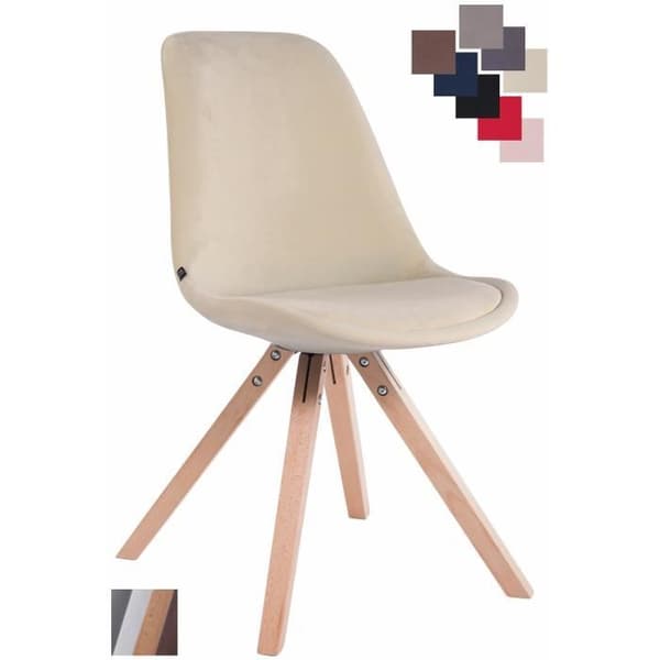 Retro TOULOUSE stol klädd i sammet - skandinavisk stil - beige