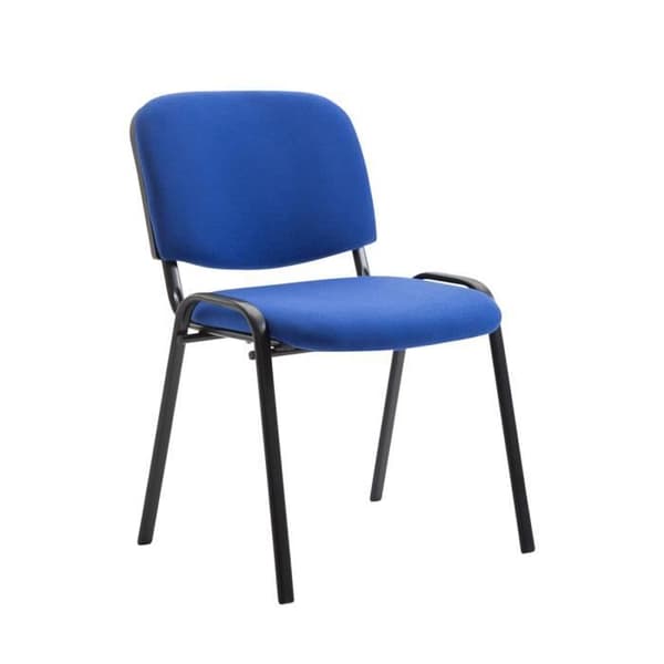 Set med 4 besöksstolar i blått tyg - CLP - Ken - Modern design - Stapelbar - Bekväm