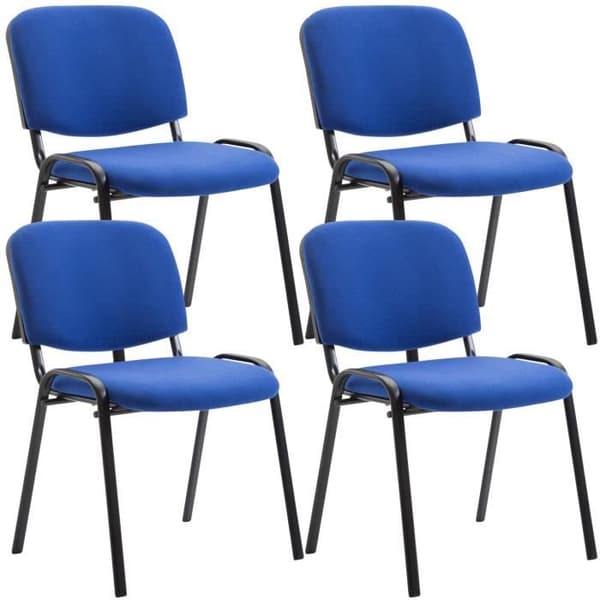 Set med 4 besöksstolar i blått tyg - CLP - Ken - Modern design - Stapelbar - Bekväm