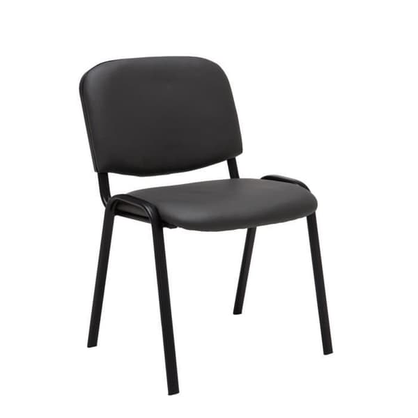 Set med 4 Ken stapelbara besöksstolar i konstläder och svart bas, Grå