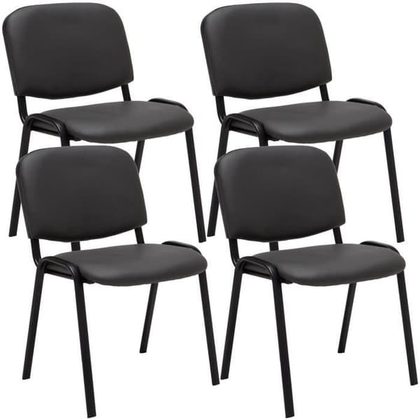 Set med 4 Ken stapelbara besöksstolar i konstläder och svart bas, Grå