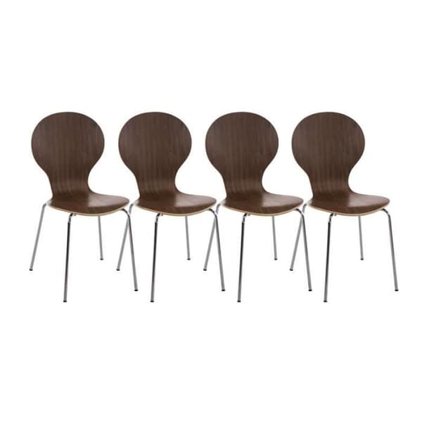 Robusta stapelbara stolar DIEGO - CLP - Set om 4 - Valnötsträ - Modernt - Design - Metall