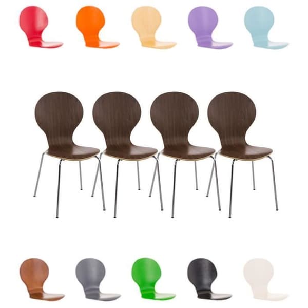 Robusta stapelbara stolar DIEGO - CLP - Set om 4 - Valnötsträ - Modernt - Design - Metall