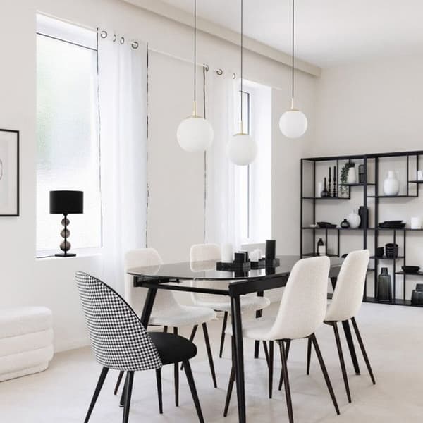 Set med 2 moderna linjestolar "Marylin" träeffekt metallben Atmosphera