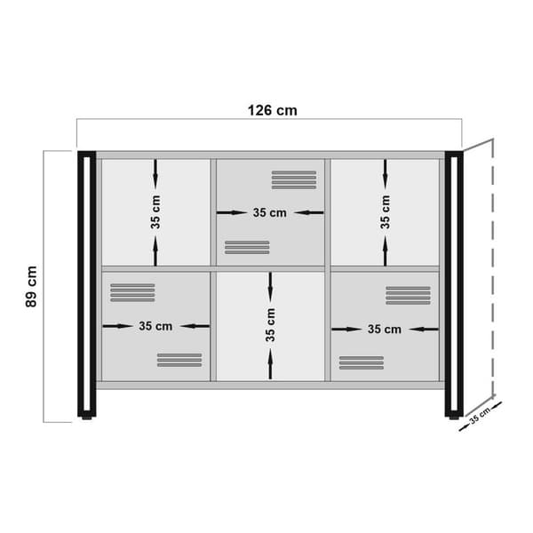 Chic Home Crista hyllykkö 126x35xK89 cm, ruskea/musta