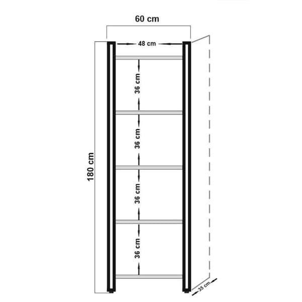 Chic Home Konsta kirjahylly 60x35xK180 cm, tummanruskea/musta