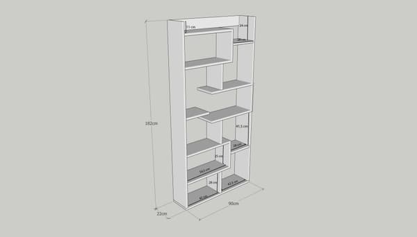 Chic Home Kukka kirjahylly 90x22xK182 cm, valkoinen
