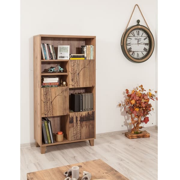 Chic Home Marianna koivu -kirjahylly 80x36xK155 cm, ruskea/musta
