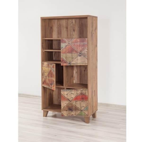 Chic Home Marianna kolmiot -kirjahylly 80x36xK155 cm, ruskea/punainen