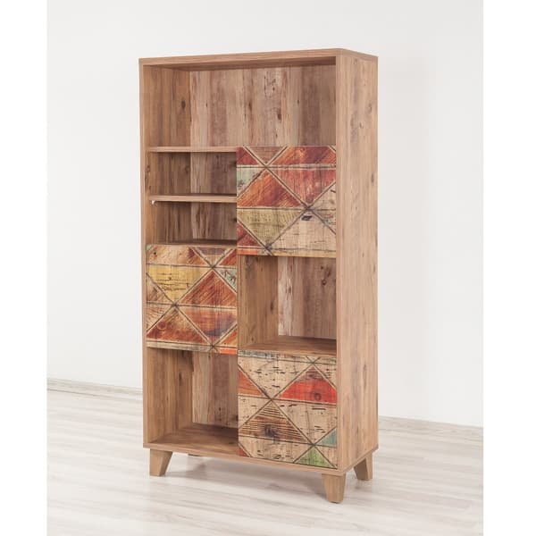 Chic Home Marianna kolmiot -kirjahylly 80x36xK155 cm, ruskea/punainen