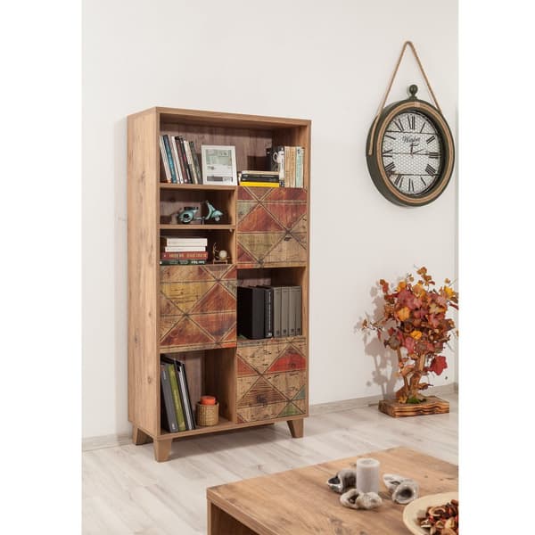Chic Home Marianna kolmiot -kirjahylly 80x36xK155 cm, ruskea/punainen