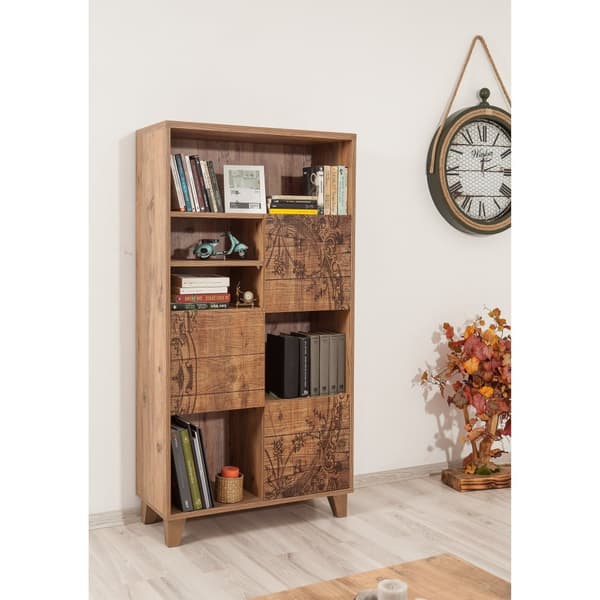 Chic Home Marianna kukat -kirjahylly 80x36xK155 cm, ruskea/musta