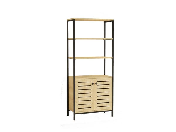 Chic Home Metta kirjahylly alakaapilla 70x34xK162 cm, vaaleanbeige/musta
