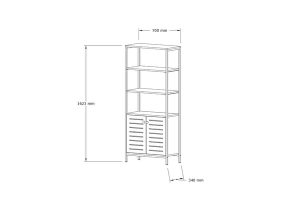 Chic Home Metta kirjahylly alakaapilla 70x34xK162 cm, vaaleanbeige/musta