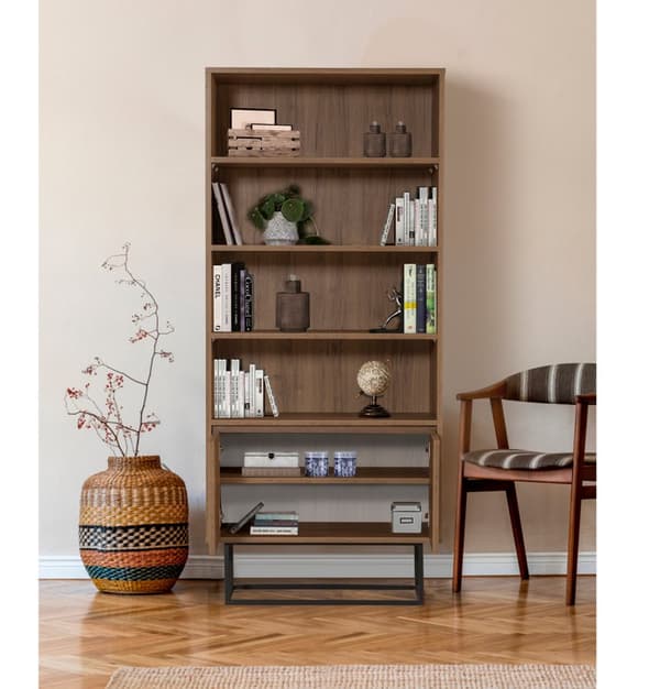 Chic Home Reetta kirjahylly 80x36xK182 cm, tummanruskea/musta